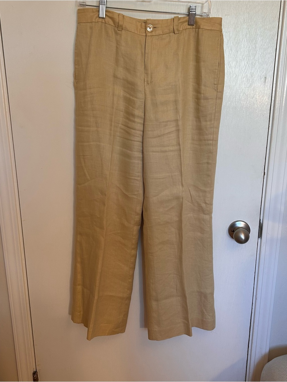 Lauren Ralph Lauren Wide-Leg Linen-Blend Pants in Tan
